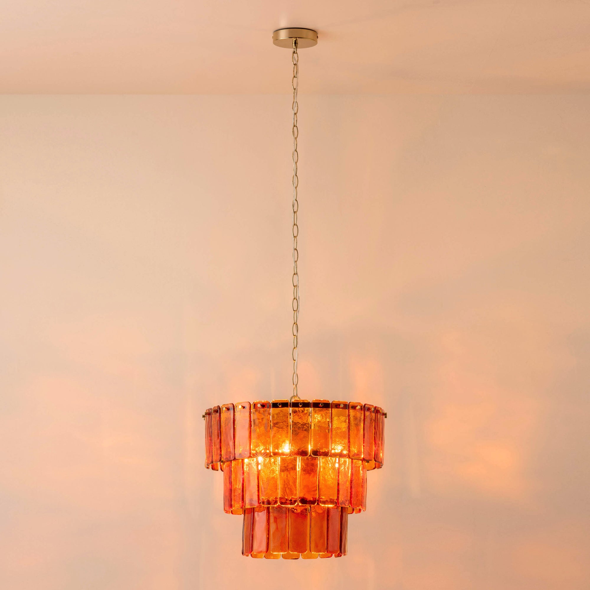 Amber glass chandelier ceiling light