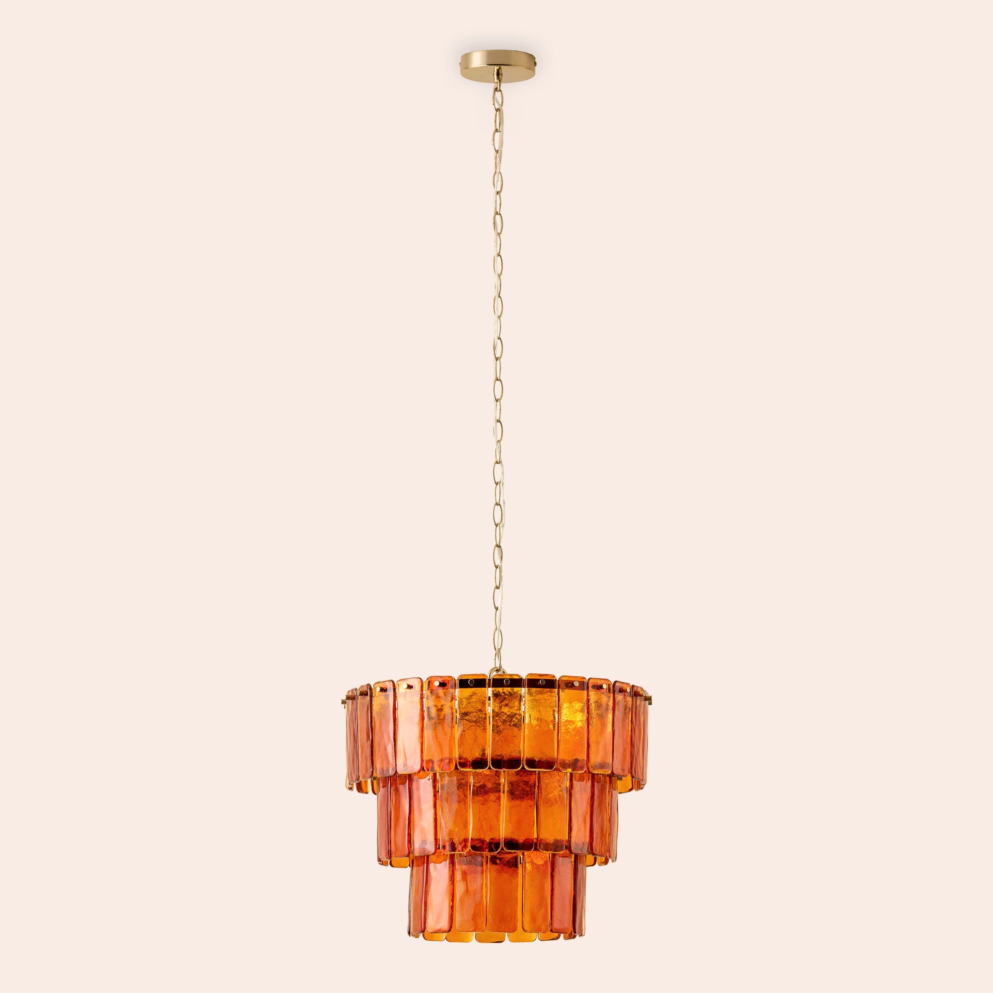 Amber glass chandelier ceiling light