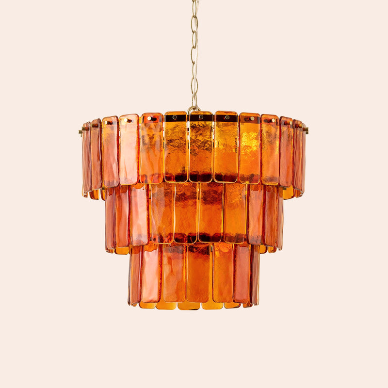 Amber glass chandelier ceiling light