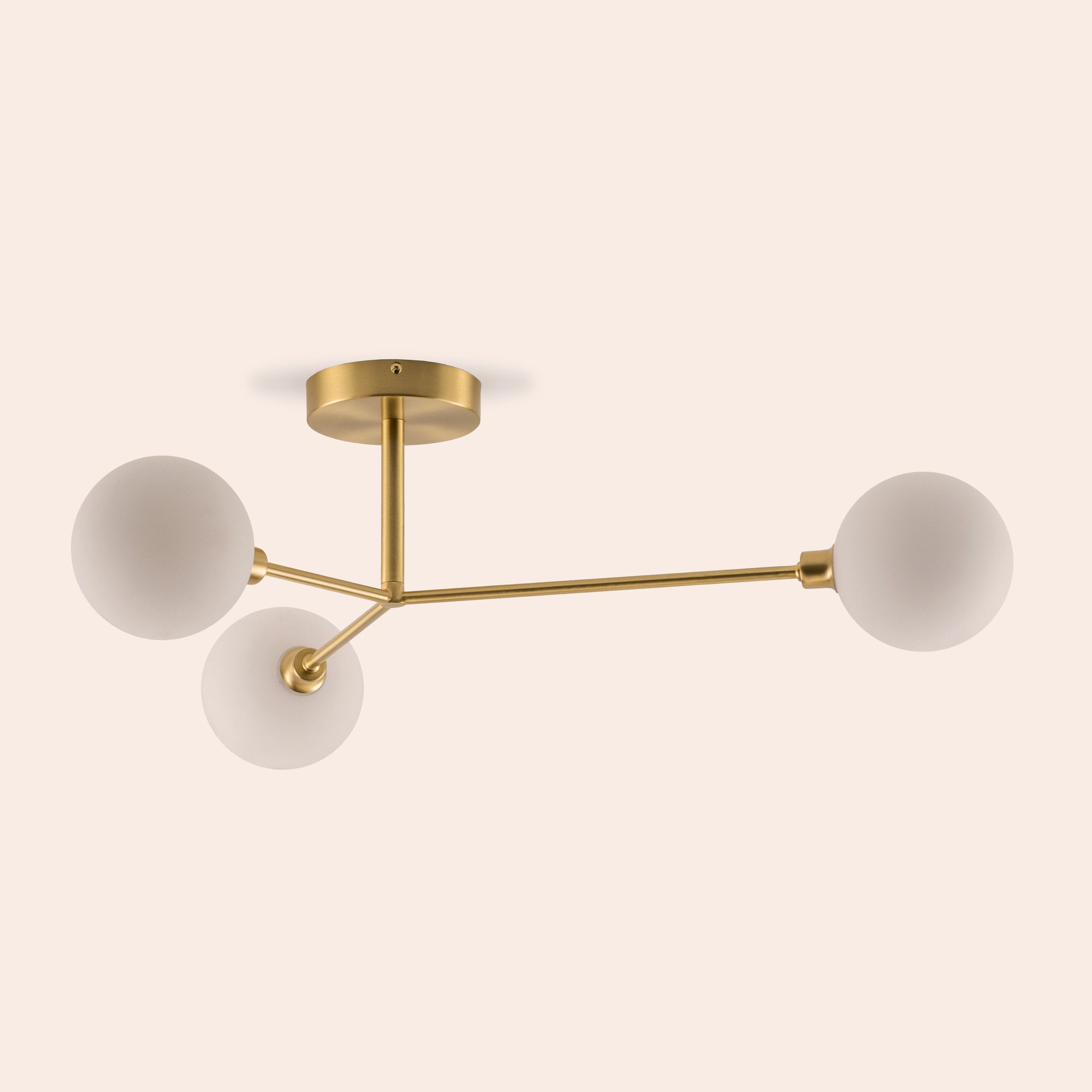 Brass 3 light flush ceiling light