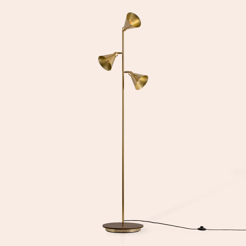 Brass cone floor lamp