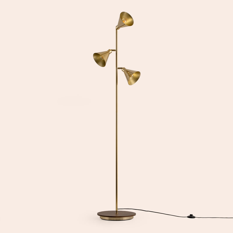 Brass cone floor lamp