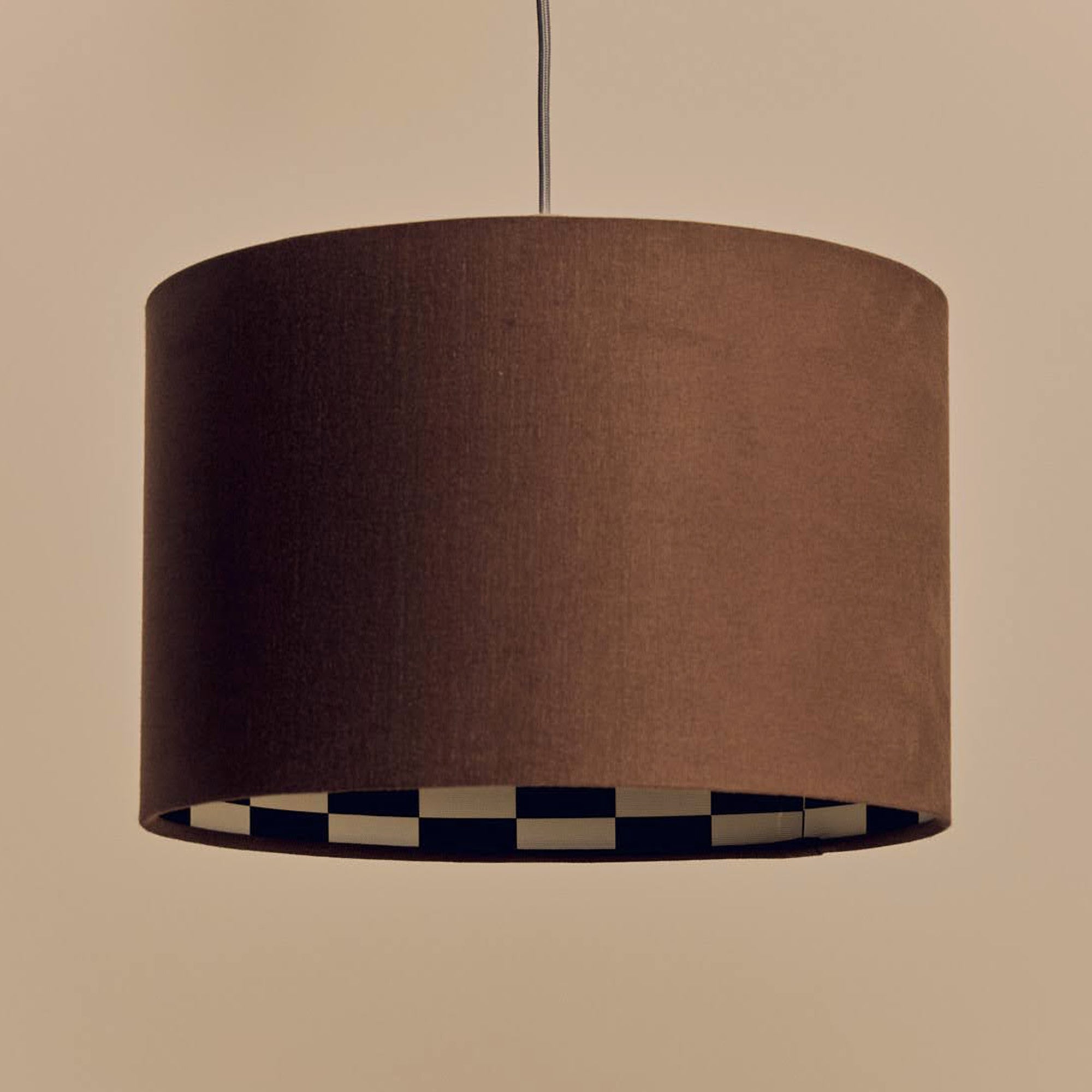 Bark brown checkered drum shade