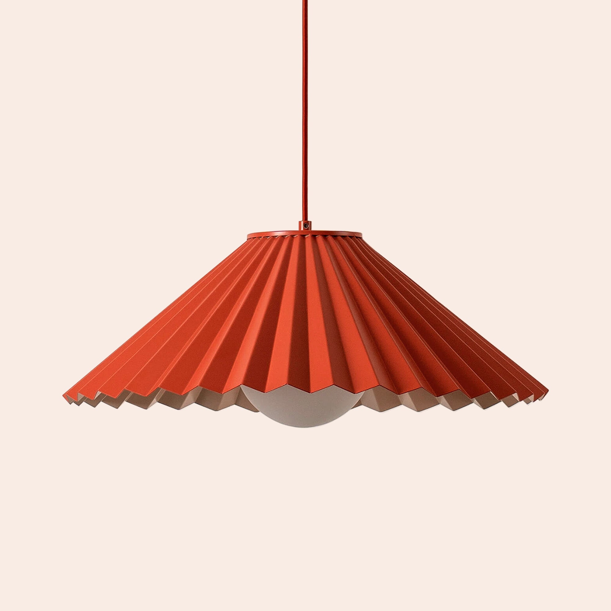 Burnt orange large pleat pendant ceiling light