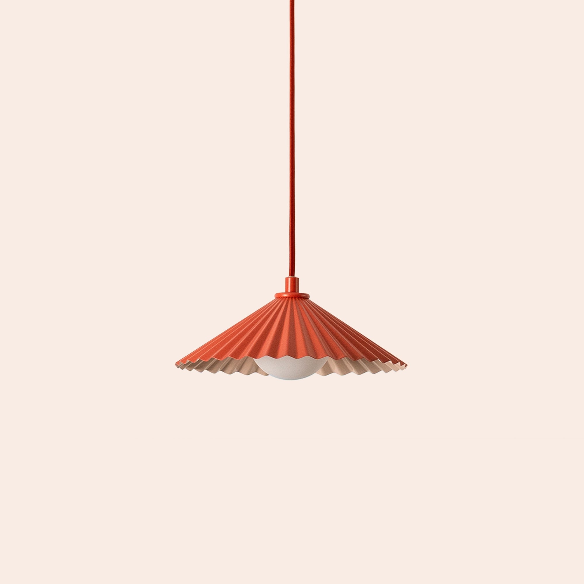 Burnt orange small pleat pendant ceiling light