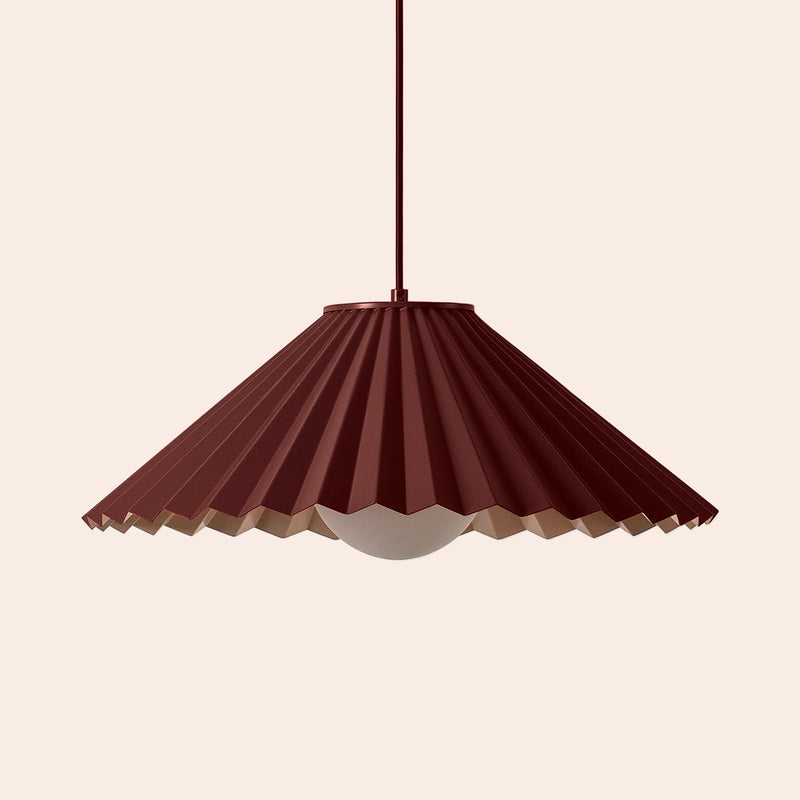 Burgundy large pleat pendant ceiling light