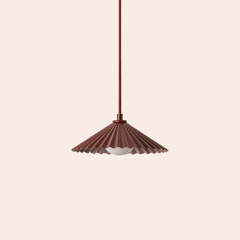 Burgundy small pleat pendant ceiling light