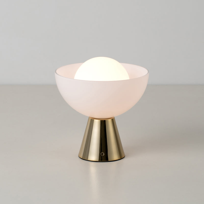 Brass dome cordless table lamp