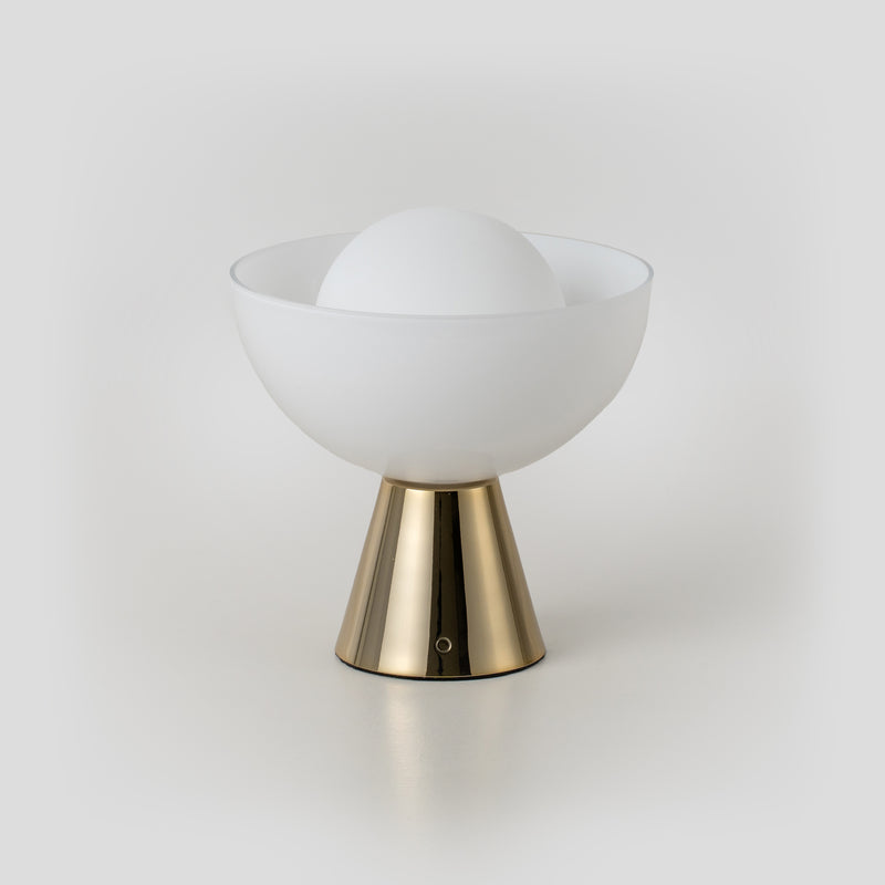 Brass dome cordless table lamp