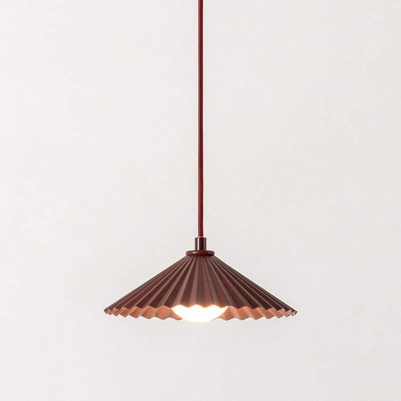 Burgundy small pleat pendant ceiling light