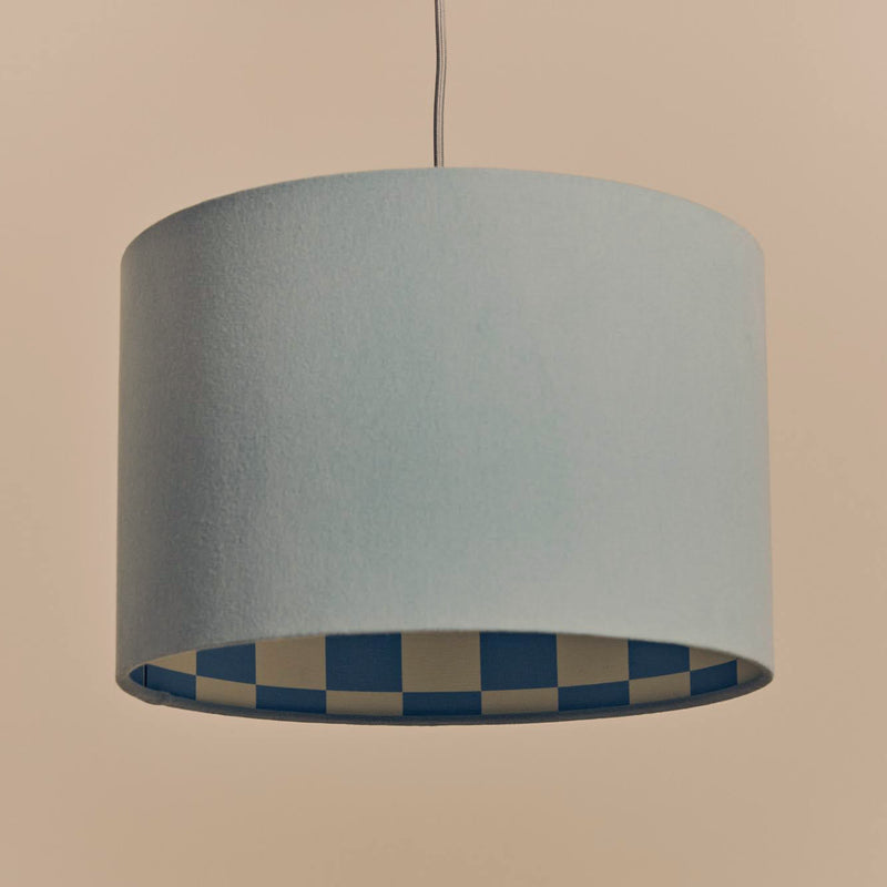 Damson blue checkered drum shade