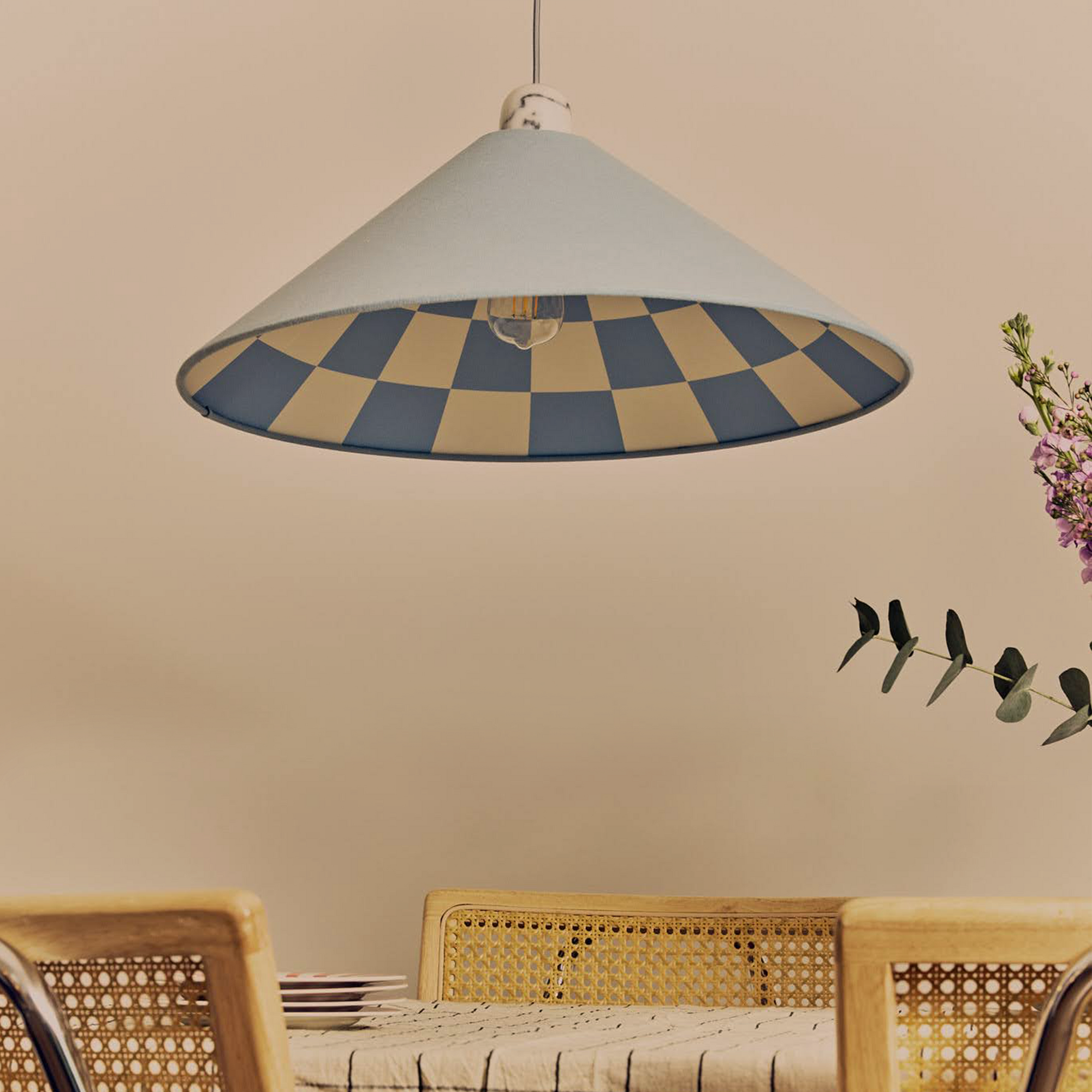 Damson blue checkered cone shade