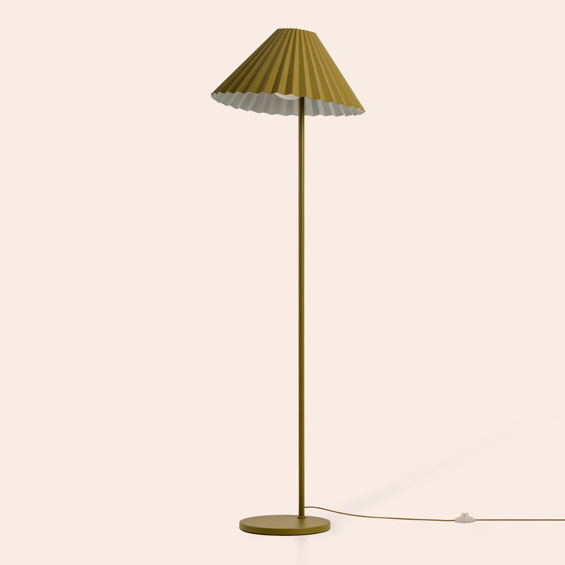 Moss green pleat floor lamp