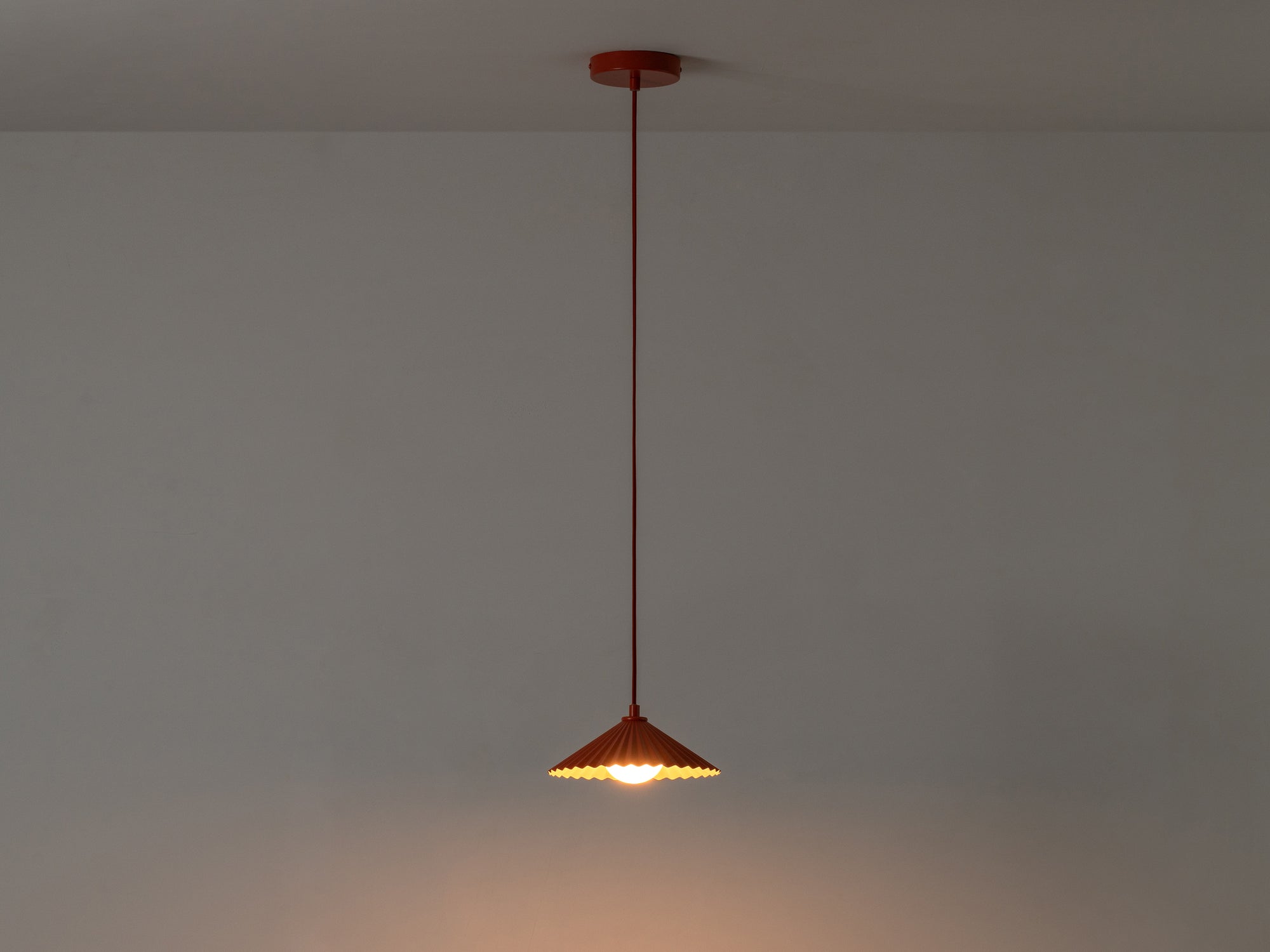 Burnt orange small pleat pendant ceiling light