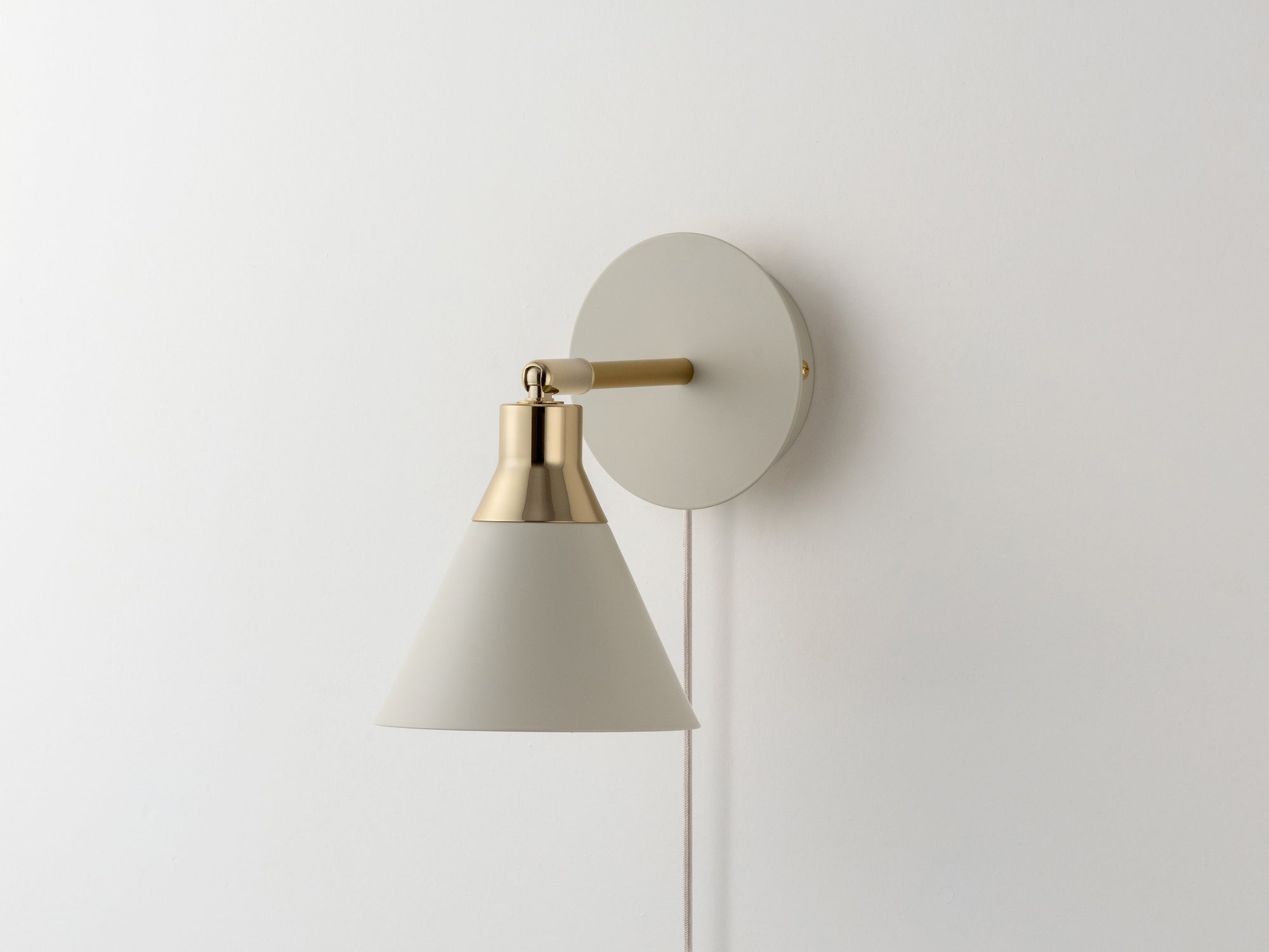 Sand grey cone plug-in wall light