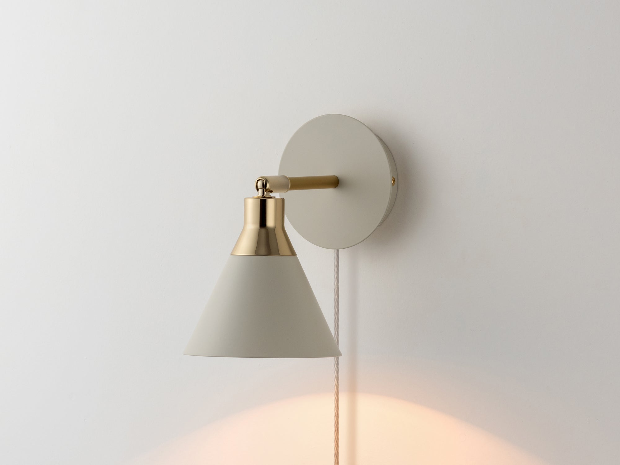 Sand grey cone plug-in wall light