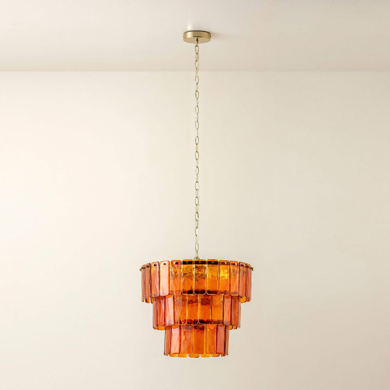 Amber glass chandelier ceiling light