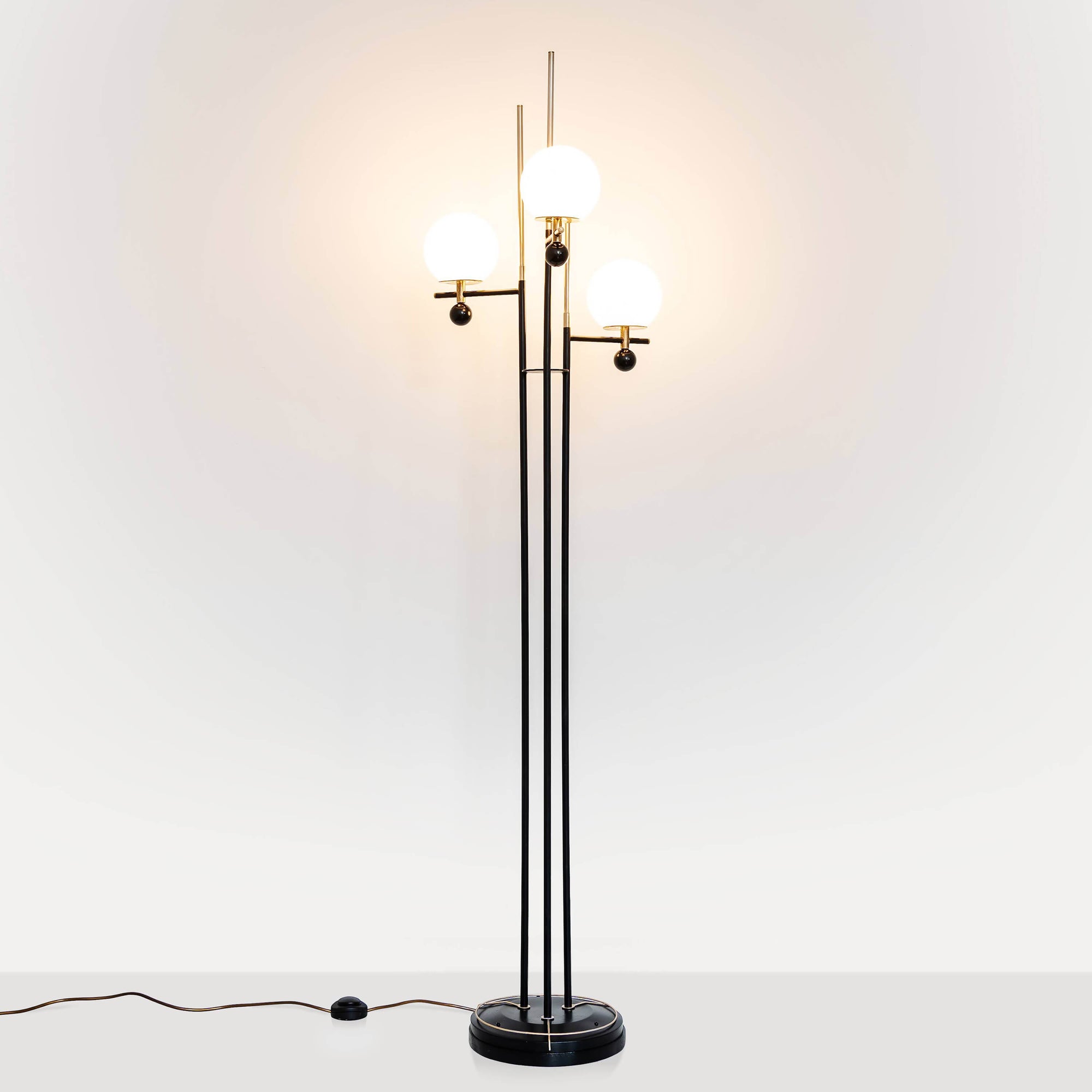 Black & brass mid-century floor lamp