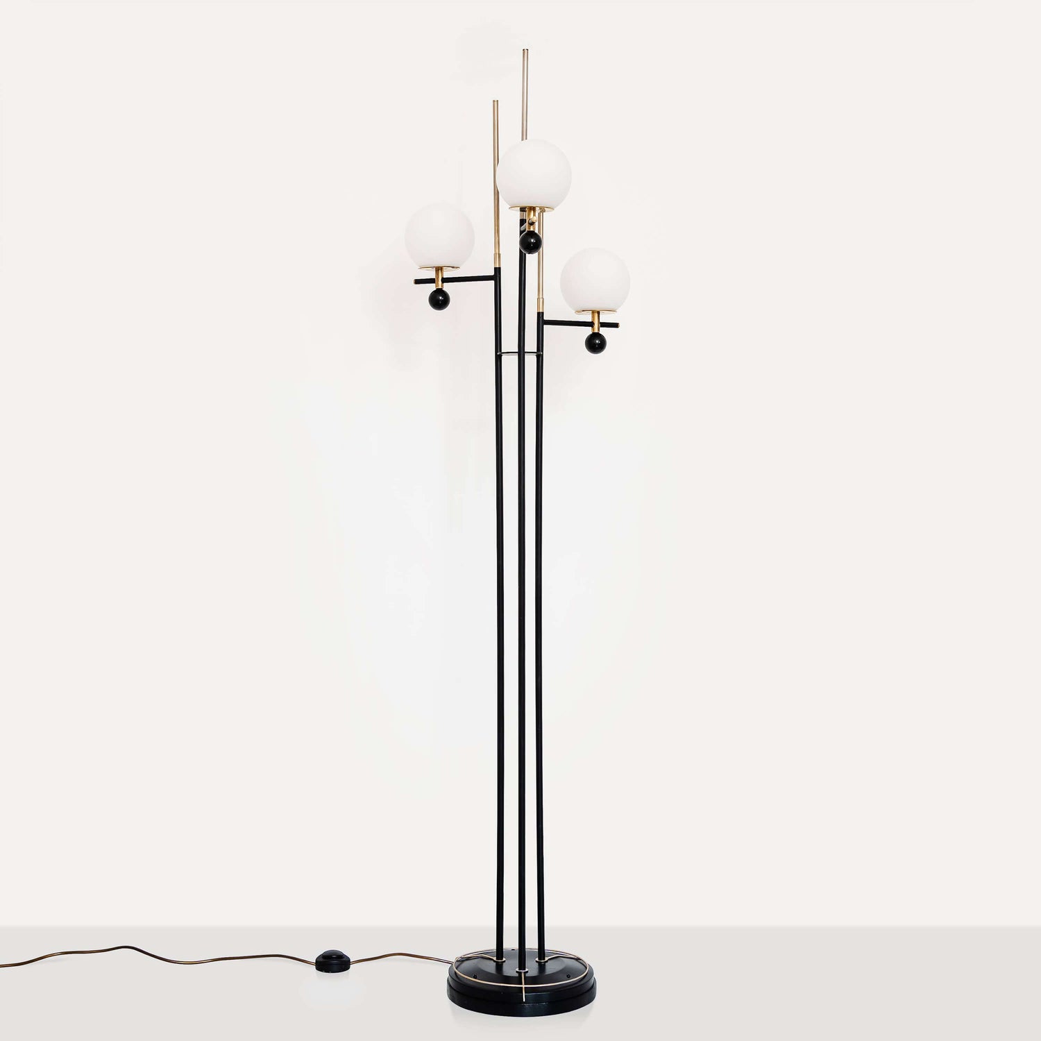 Black & brass mid-century floor lamp