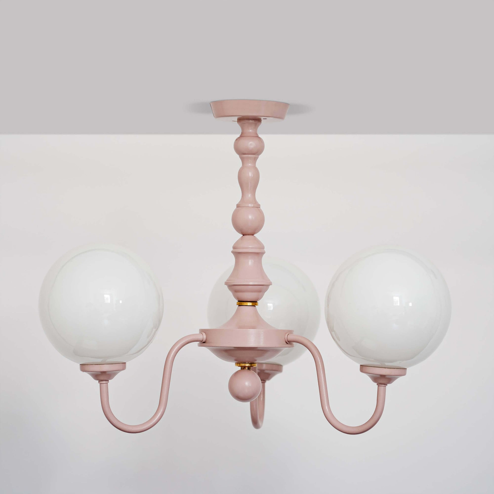 Pink 3 light flush chandelier