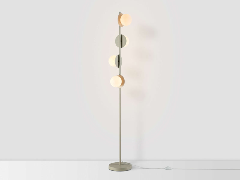 Sand grey opal disk floor lamp