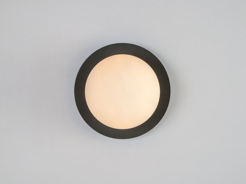 Charcoal grey opal disk wall light