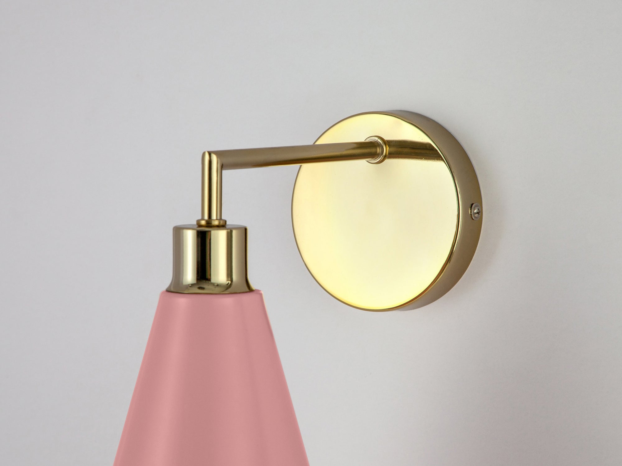 Pink cone shade wall light