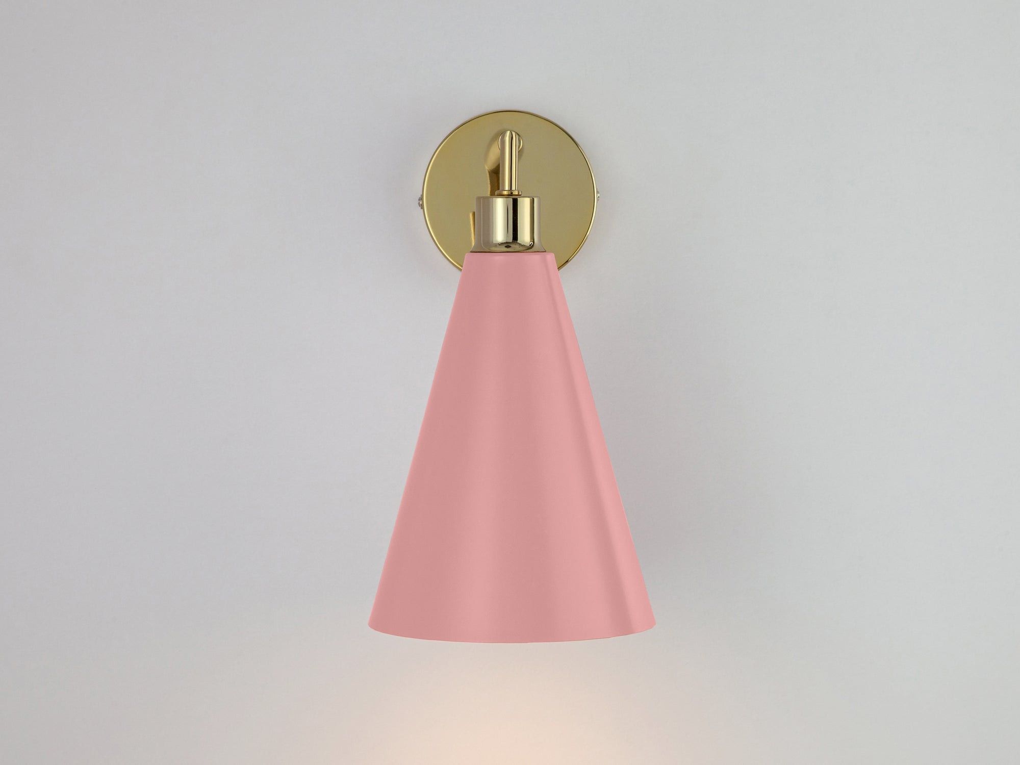 Pink cone shade wall light